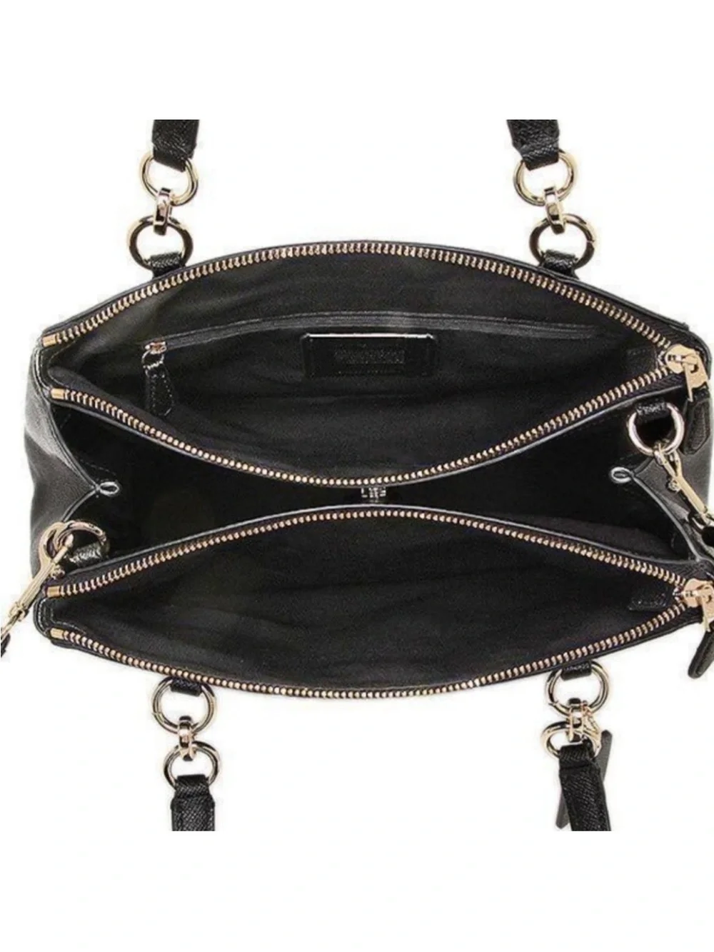 Coach Christie CarryAll Handbag in Black Pebble Grain Leather Double Zip Top EUC